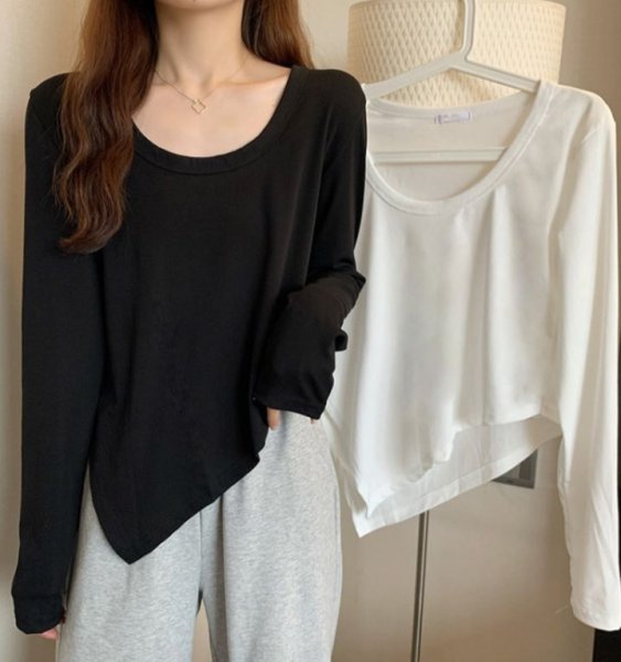 여자 시스루 흰색 검은색 무지티 긴팔 스판 티셔츠 - 인터파크 쇼핑