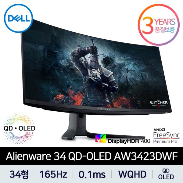 공식총판]Dell 에일리언웨어 퀀텀닷 Oled Aw3423Dwf 165Hz 0.1Ms Wqhd 34형 게이밍 델 모니터 - 인터파크 쇼핑